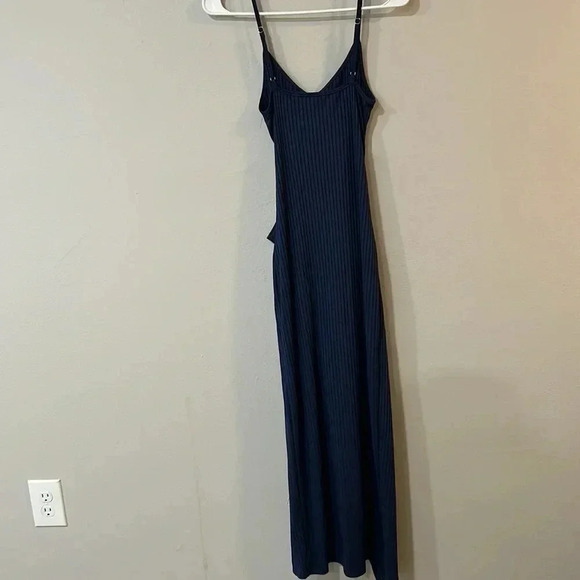 NWT SHEIN Vacay Bodycon Navy Blue Maxi Midi Slit Dress Women’s Size Small - Picture 4 of 5